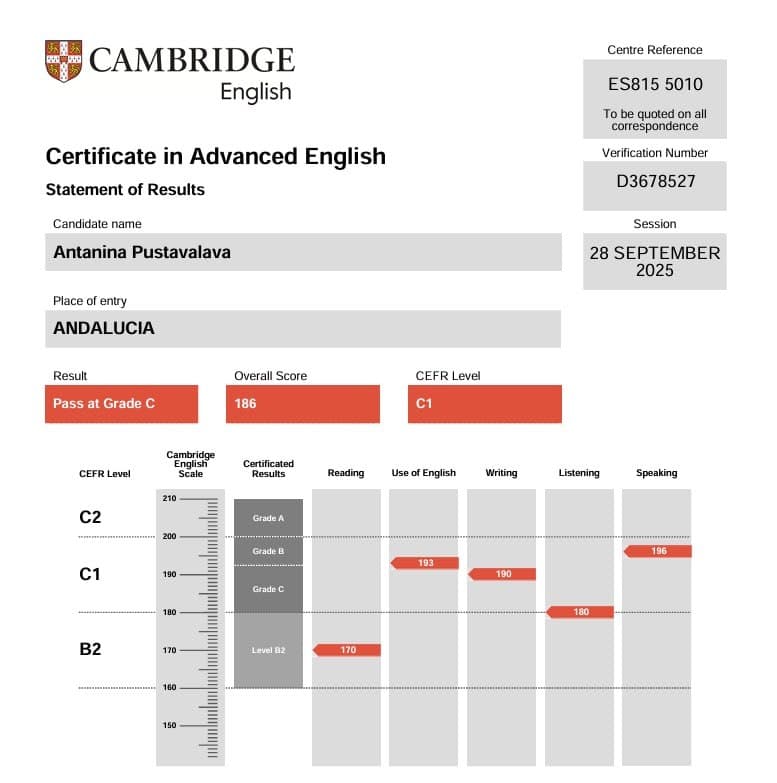 Сертификат Antanina Pustavalava