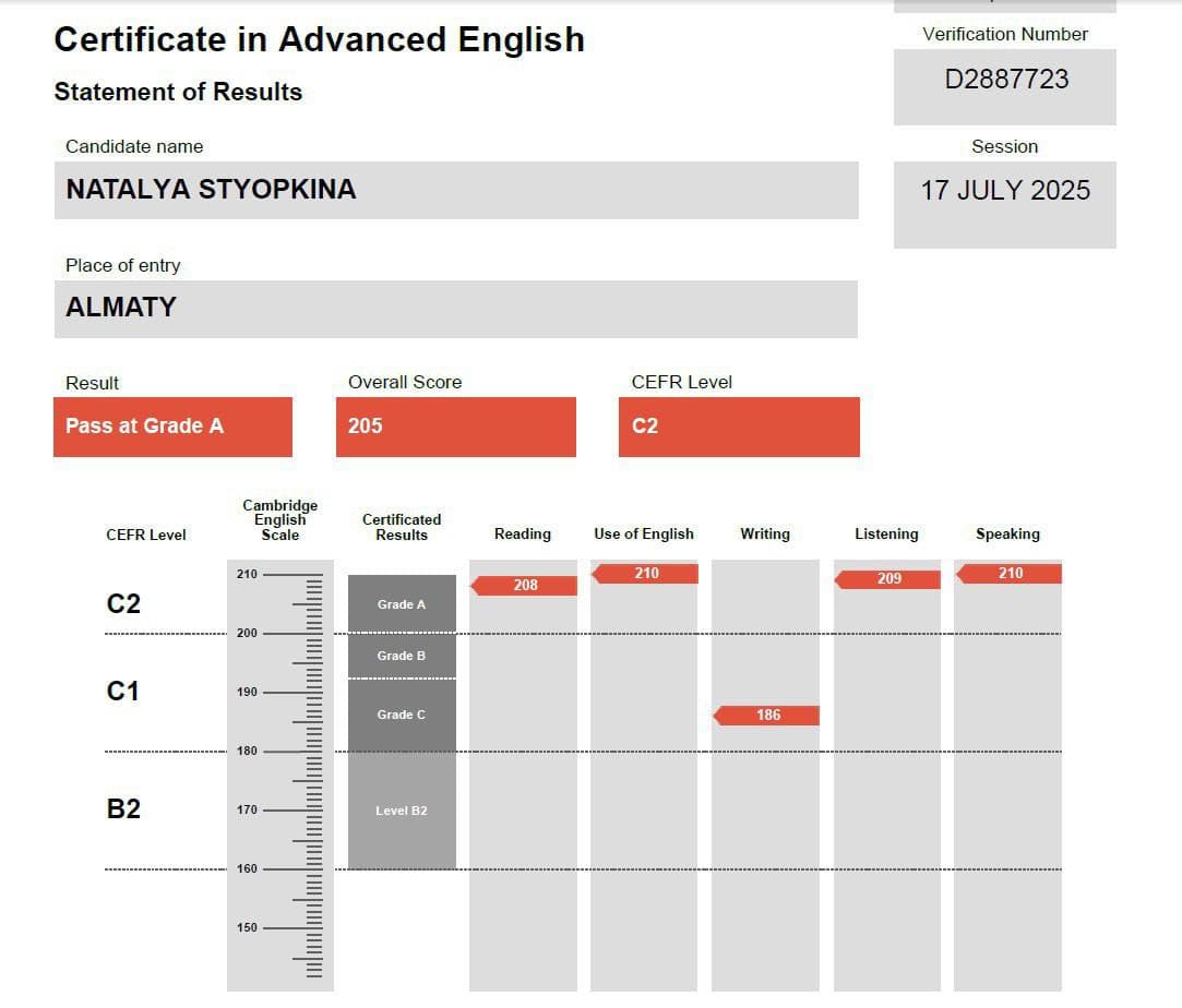 Сертификат Natalya Styopkina
